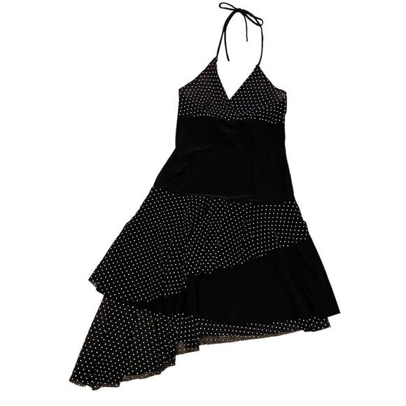 Forever Flowy Black And White Hi Low Polka Dot Layered Mini Cami Dress - Picture 5 of 7